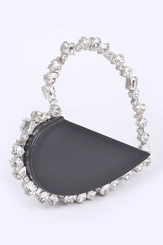 Crystal Handle Heart Shape Clutch