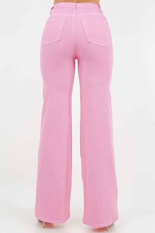 Heart Rodeo Wide Leg Jean in Pink