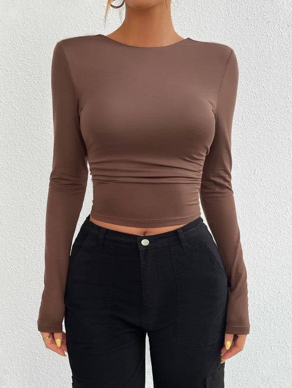 Laila Long sleeve crop top with open back