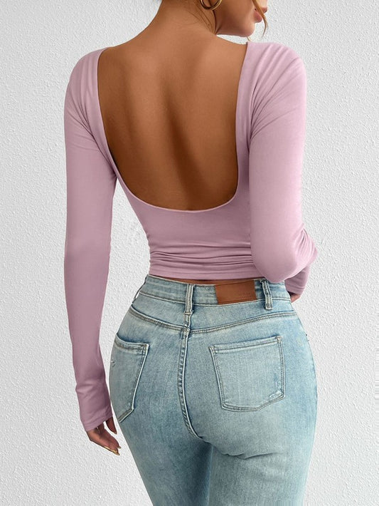 Laila Long sleeve crop top with open back