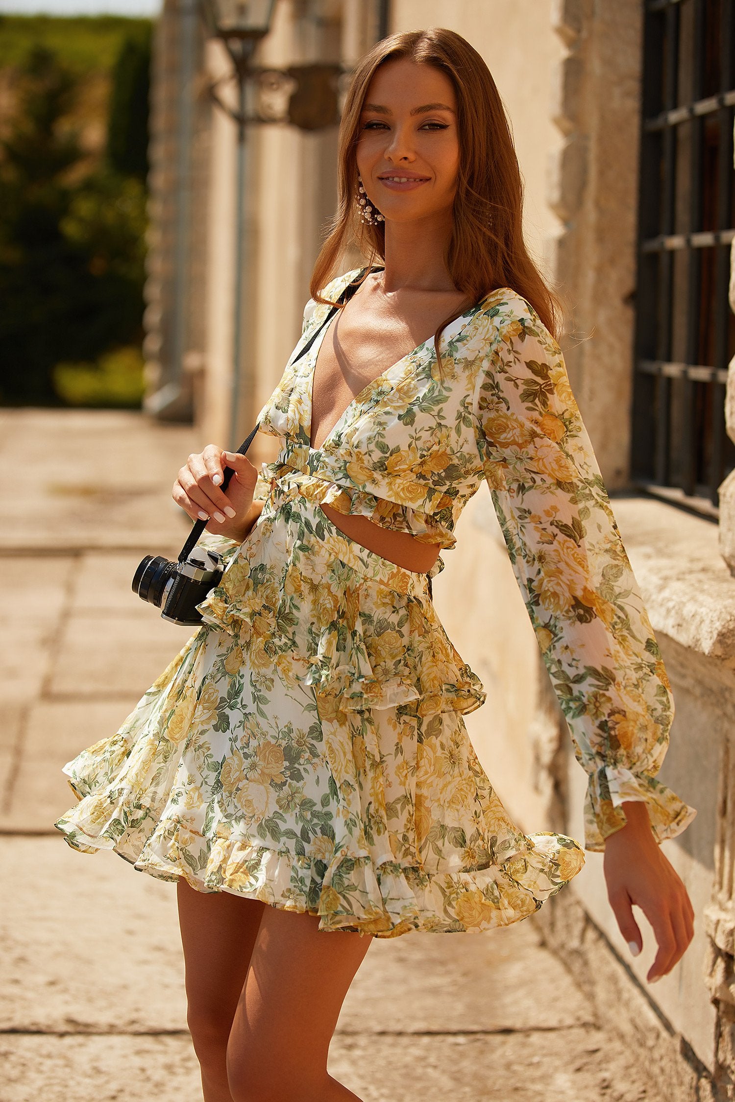 So Lange Women’s New Chiffon Printed Tiered Dress