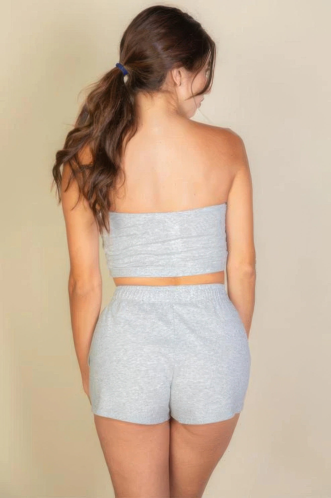 Melbee Tube Top And Shorts Two Piece Set Grey