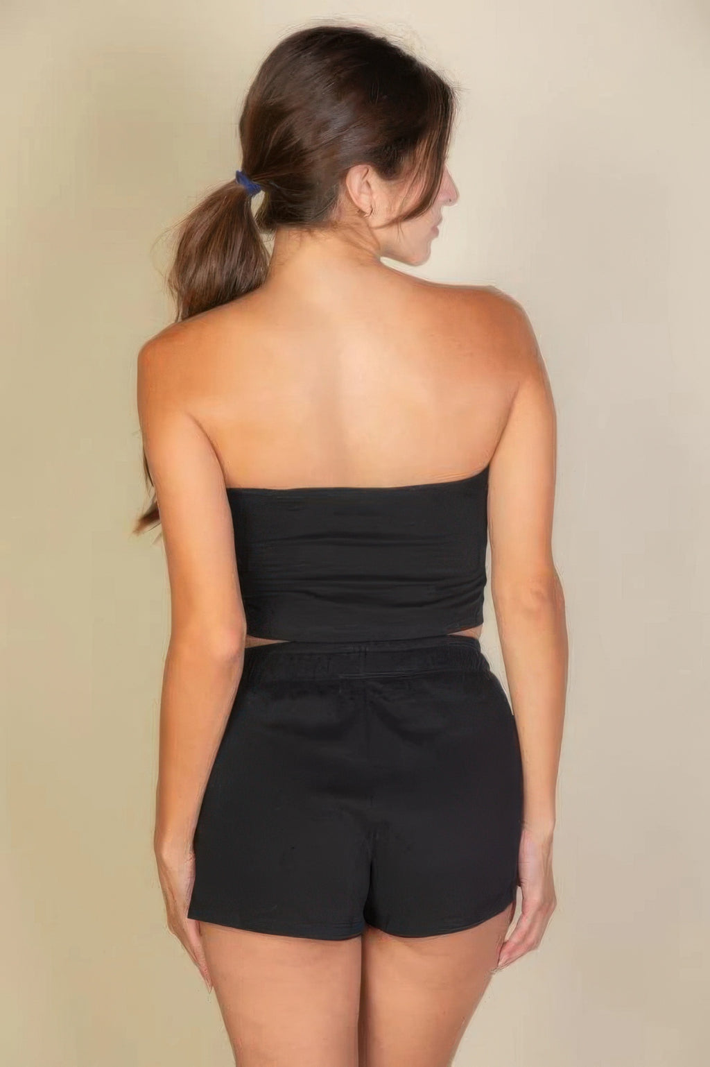 Melbee Tube Top And Shorts Two Piece Set Black