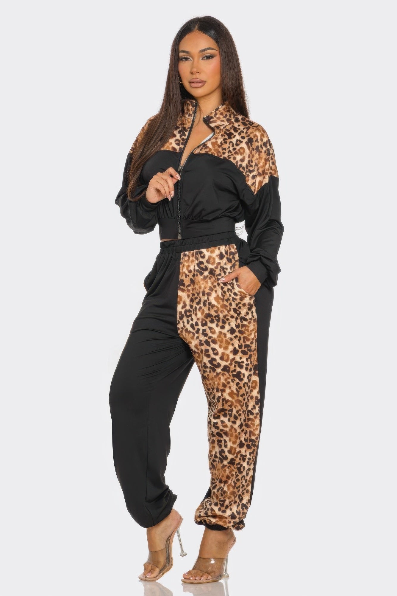 Gaily Animal Print Jogger Set