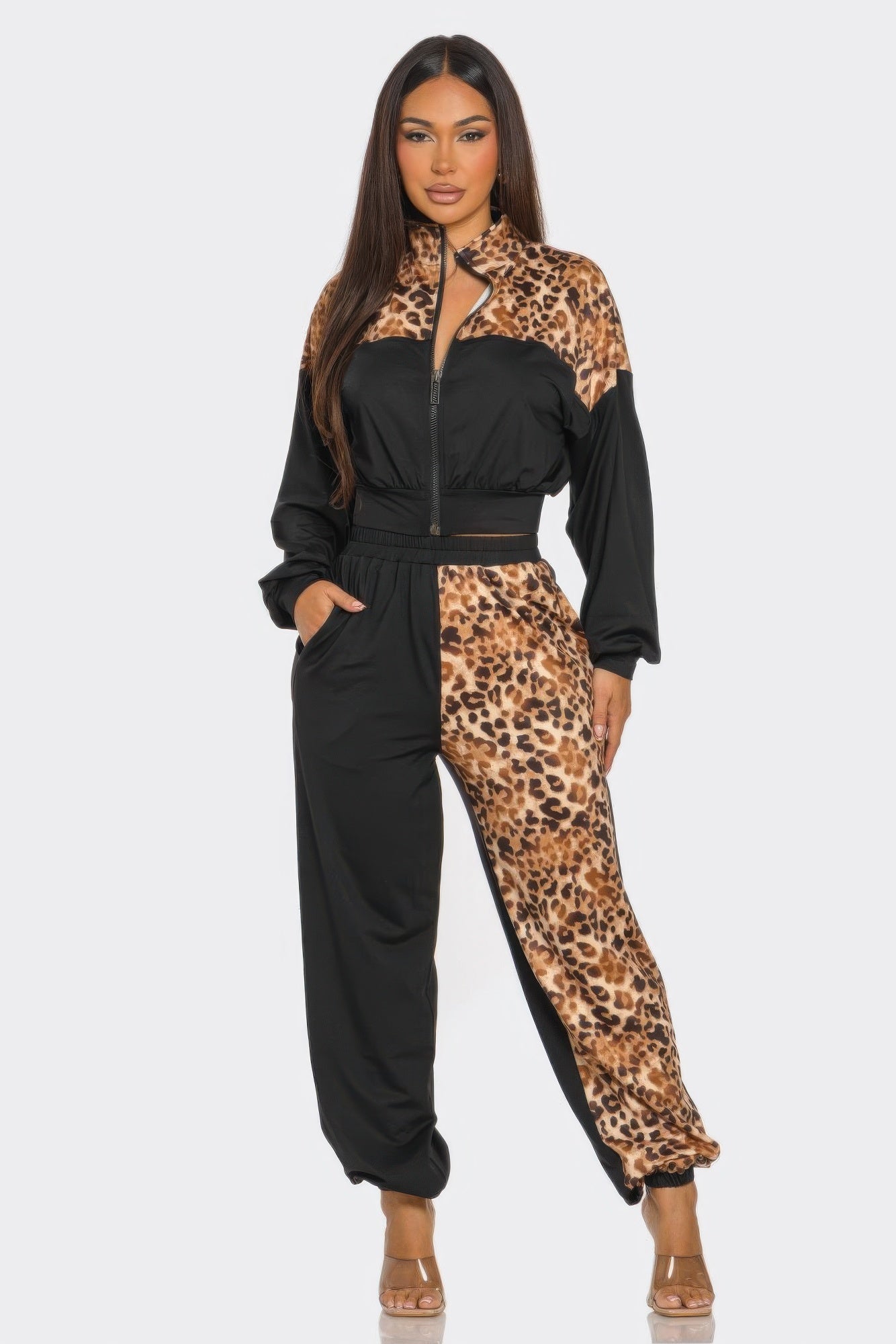 Gaily Animal Print Jogger Set