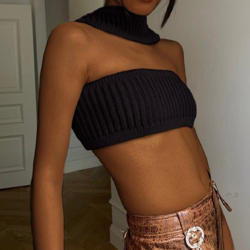 Miss Popular Women’s Sexy Vacation Halter Sweater Tube Top - NUTRAL ATTIRE