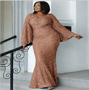 plus Size Plump Girls Women Long Wedding Cocktail Hip Fishtail Party Evening Dress Women