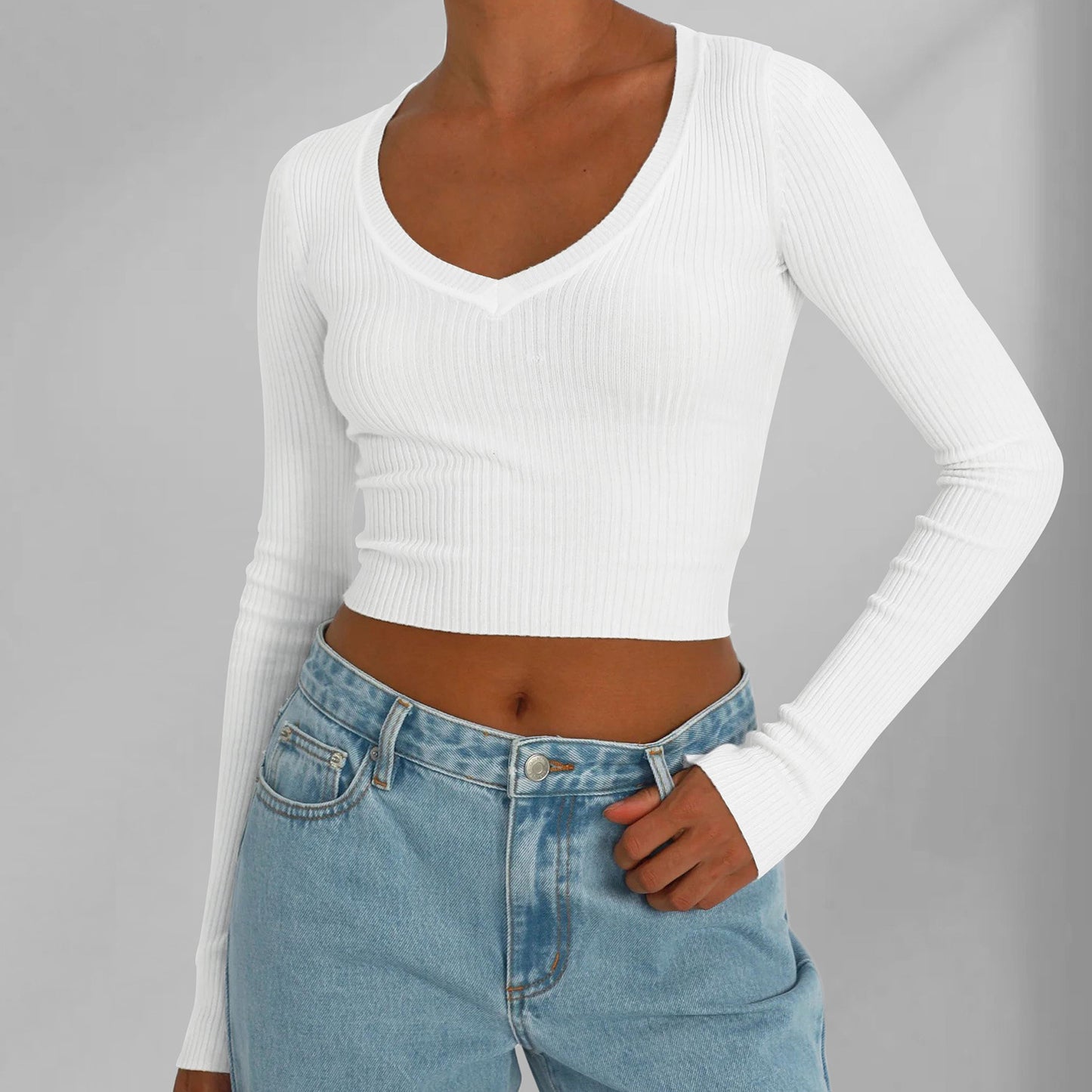 Allylee V neck Long Sleeved Top