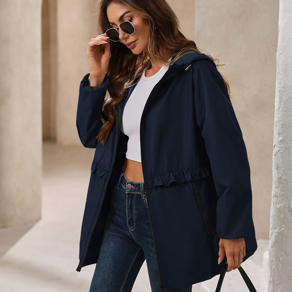 Kayme Women’s Waterproof Rain Jacket Hooded Elegant Trench with Pockets