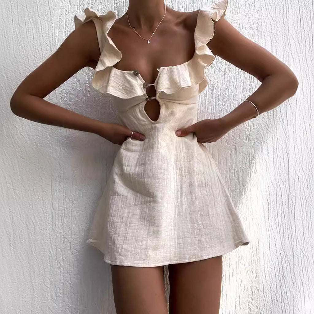 Sexy Ruffled Spaghetti Straps Dress Women
