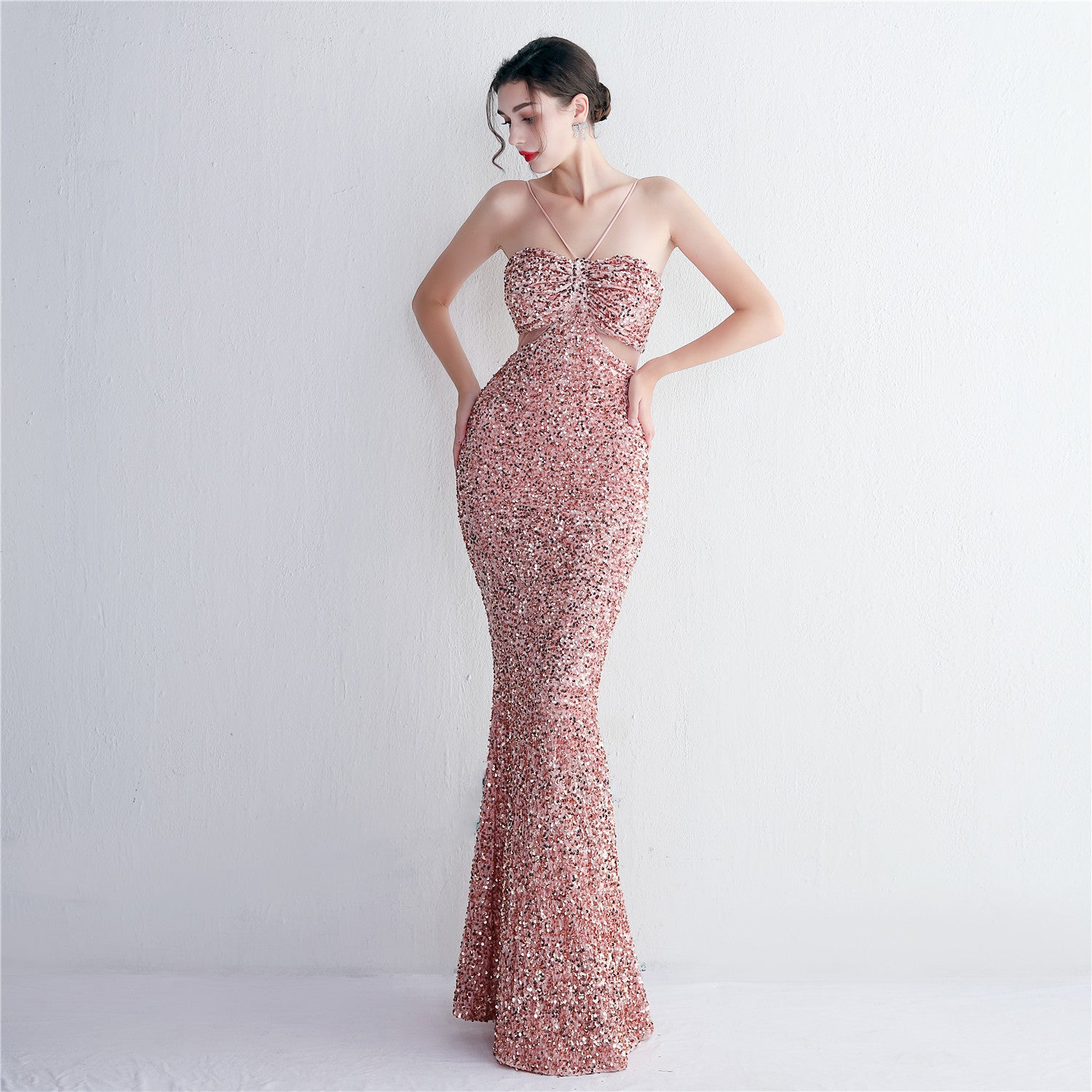 Bethany Sequined Long Elegant Form Hugging Dress