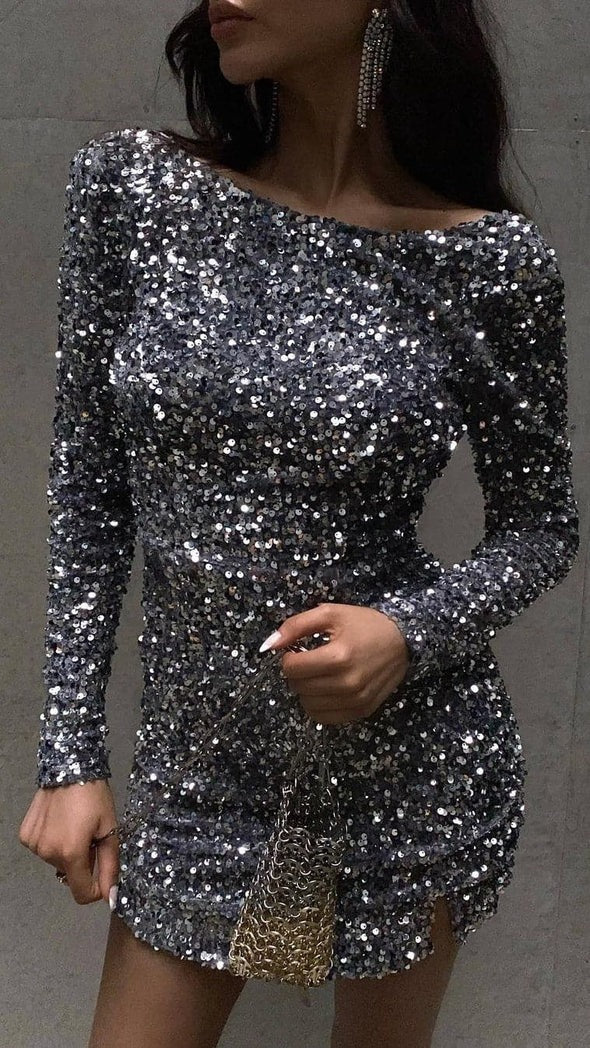 Dress Southeast Asia Backless Sequined Long Sleeve Ladies Party Dress