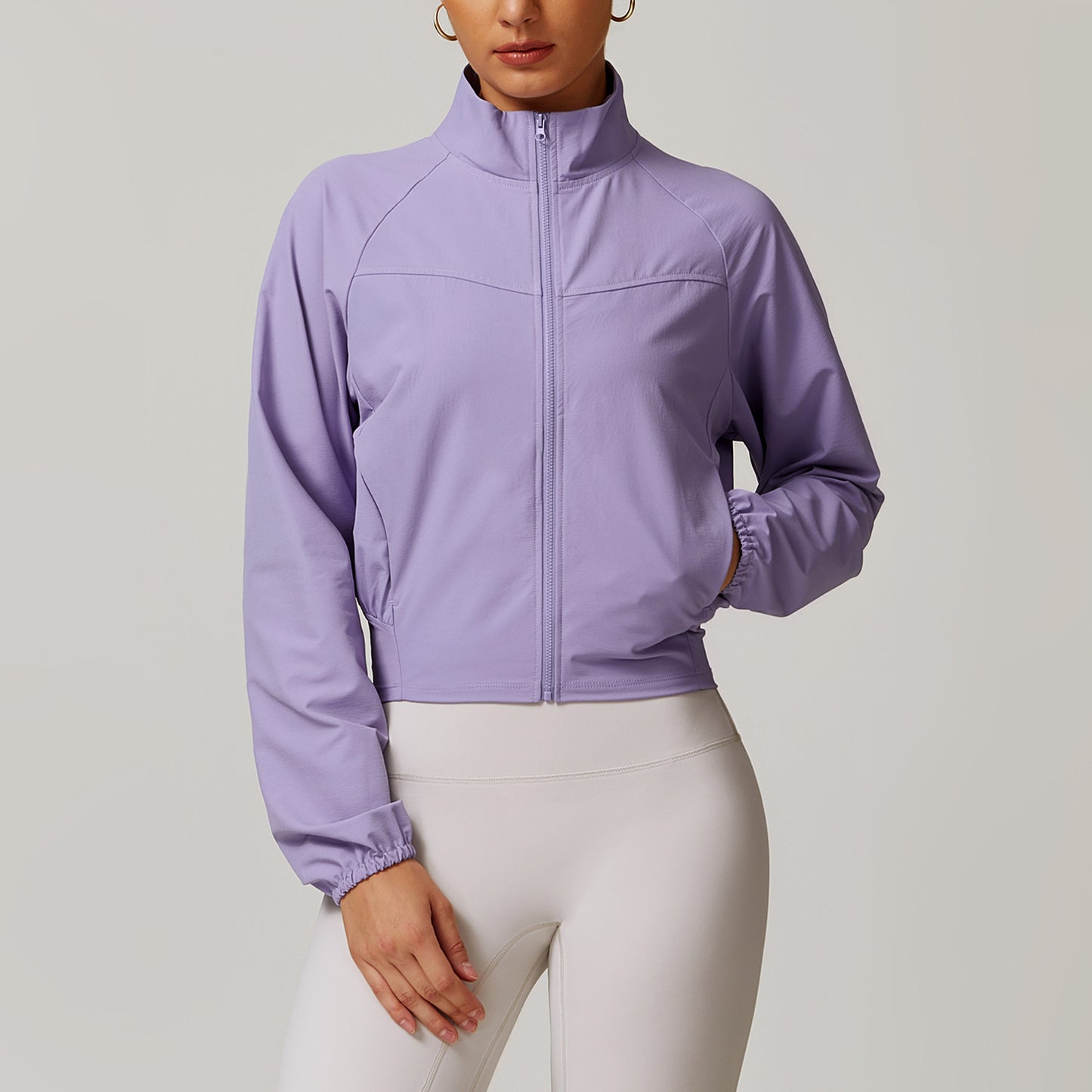 Quick Drying Stand Collar Sports Jacket Women Thin Windproof Outdoor Running Workout Long Sleeve Yoga Clothes Coat