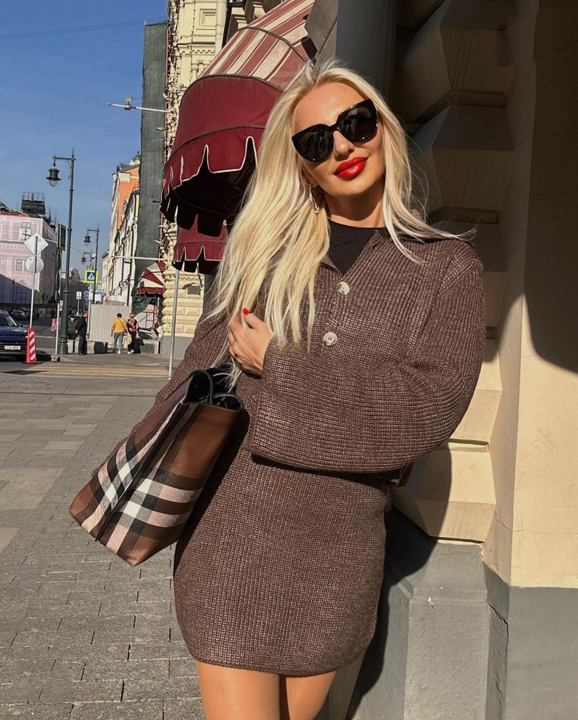 Autumn Winter All Match Collared Flared Sleeve Cardigan Short Skirt Woolen Sets