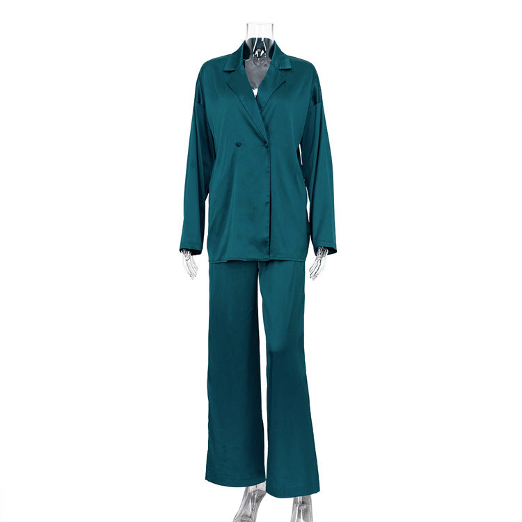 Beverly Satin Suit Two Piece Set Green