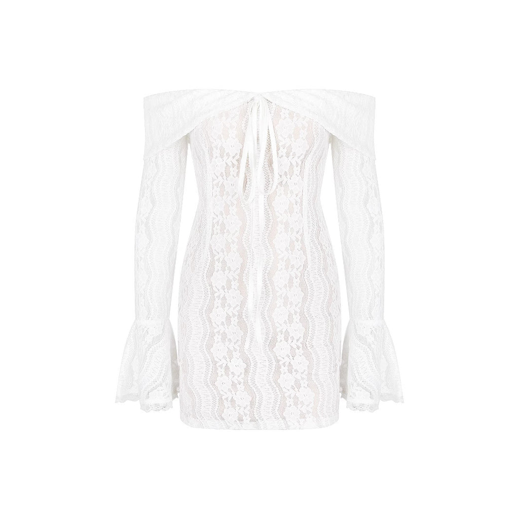 Autumn Elegant Women Lace Long Sleeve off Shoulder Dress Skinny Sheath Autumn Women High Grade