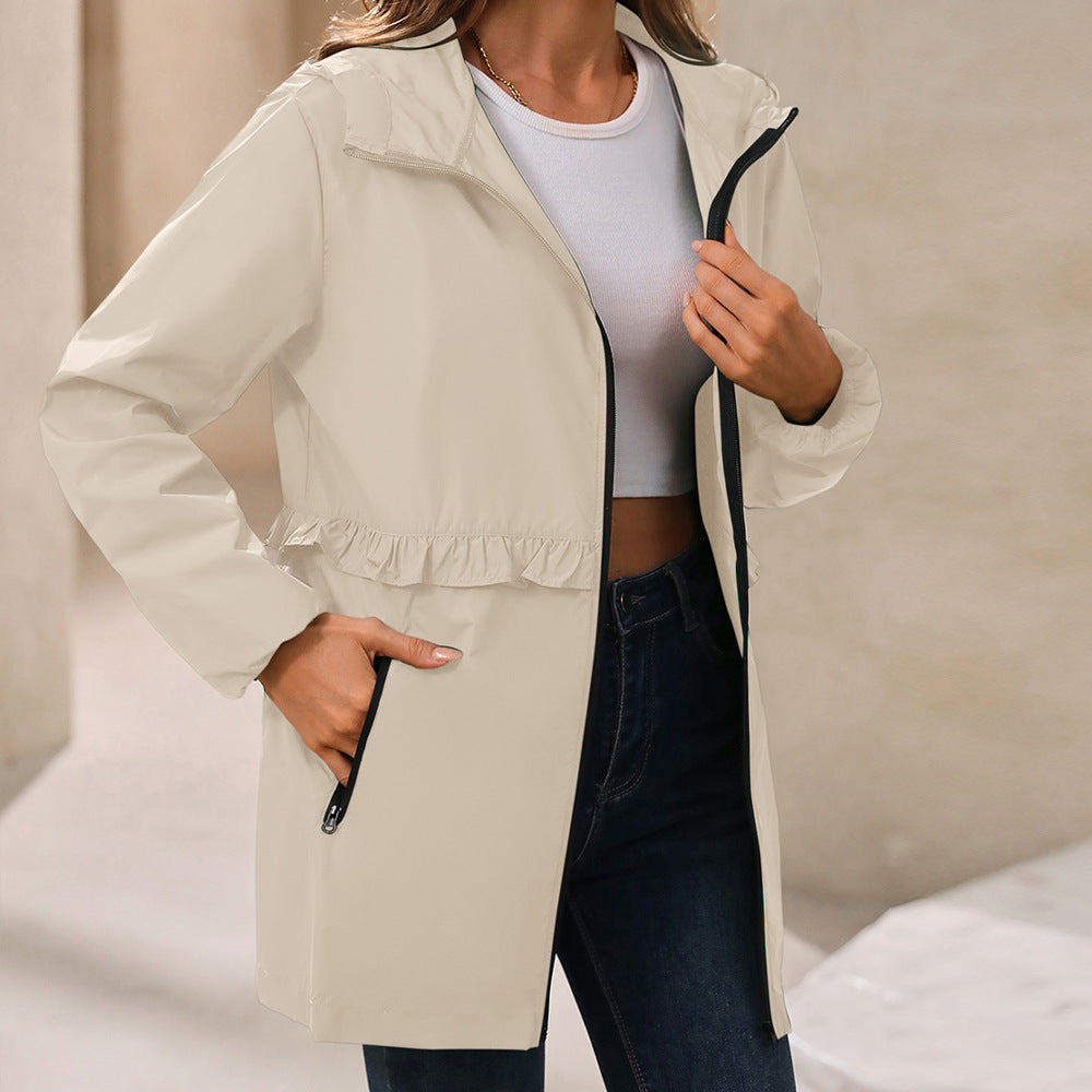 Kayme Women’s Waterproof Rain Jacket Hooded Elegant Trench with Pockets