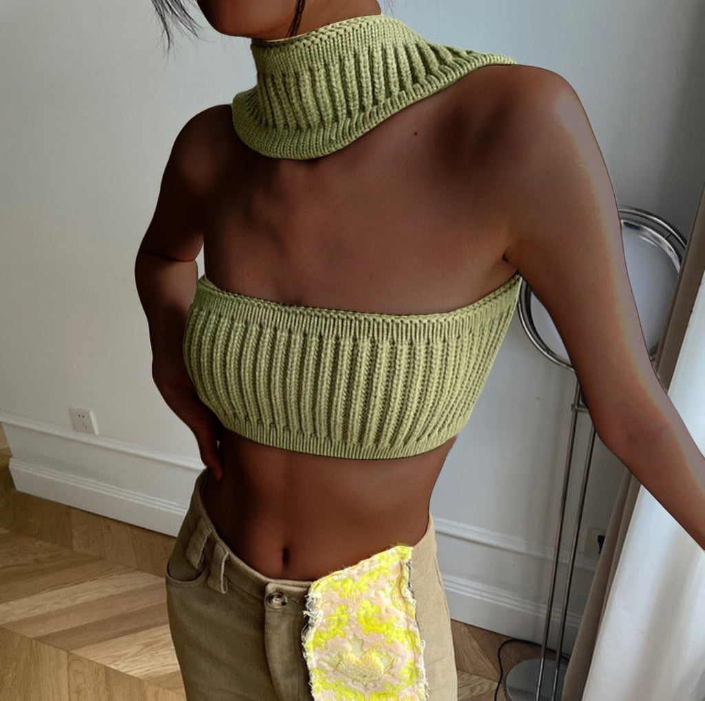 Miss Popular Women’s Sexy Vacation Halter Sweater Tube Top - NUTRAL ATTIRE