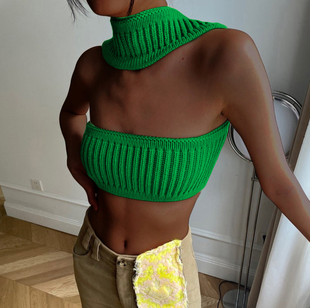 Miss Popular Women’s Sexy Vacation Halter Sweater Tube Top - NUTRAL ATTIRE