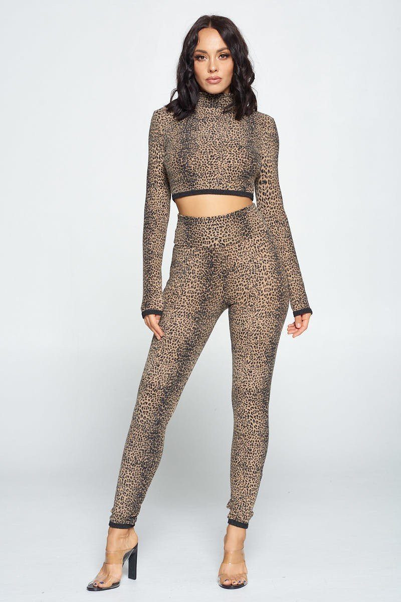 Animal Print Long Sleeve Two Piece Set - NUTRAL ATTIRE