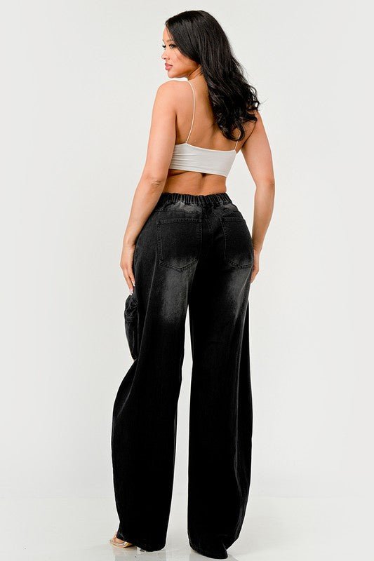 Athina Black washed out cargo pants - NUTRAL ATTIRE