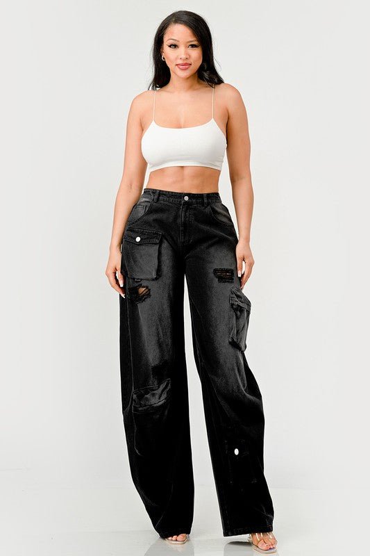 Athina Black washed out cargo pants - NUTRAL ATTIRE