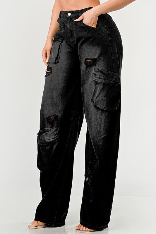 Athina Black washed out cargo pants - NUTRAL ATTIRE