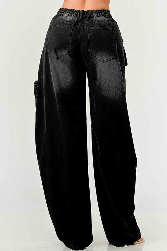 Athina Black washed out cargo pants - NUTRAL ATTIRE