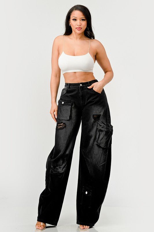 Athina Black washed out cargo pants - NUTRAL ATTIRE