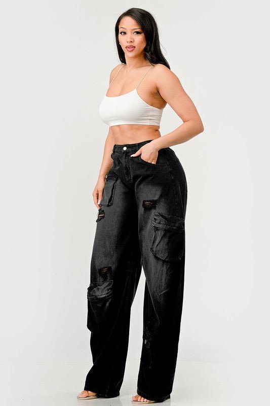 Athina Black washed out cargo pants - NUTRAL ATTIRE