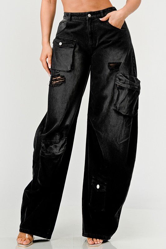 Athina Black washed out cargo pants - NUTRAL ATTIRE