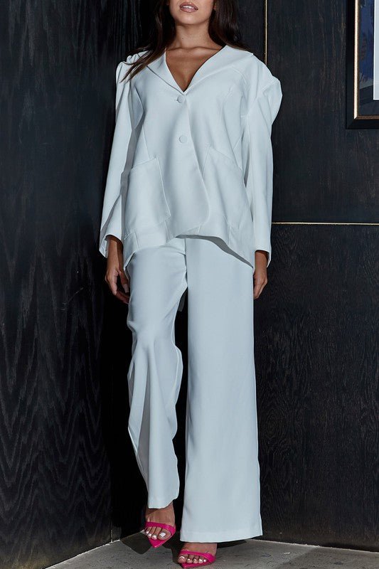 ATHINA CASUAL LOOSE FIT BLAZER AND PANTS - NUTRAL ATTIRE