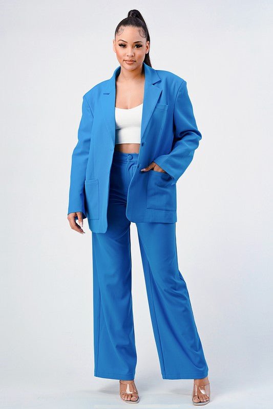 ATHINA CASUAL LOOSE FIT BLAZER AND PANTS - NUTRAL ATTIRE