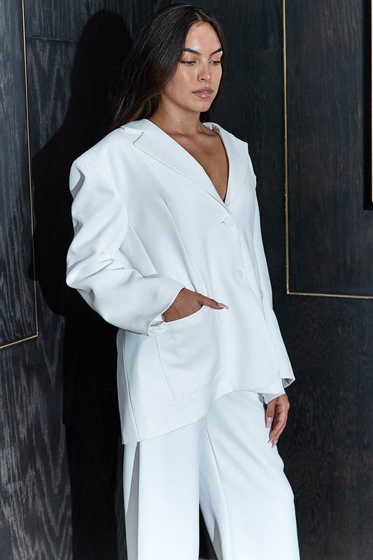 ATHINA CASUAL LOOSE FIT BLAZER AND PANTS - NUTRAL ATTIRE
