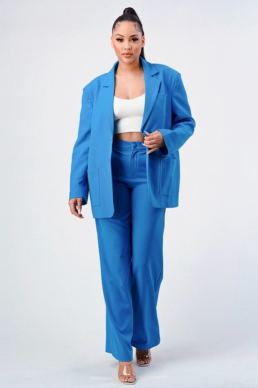 ATHINA CASUAL LOOSE FIT BLAZER AND PANTS - NUTRAL ATTIRE