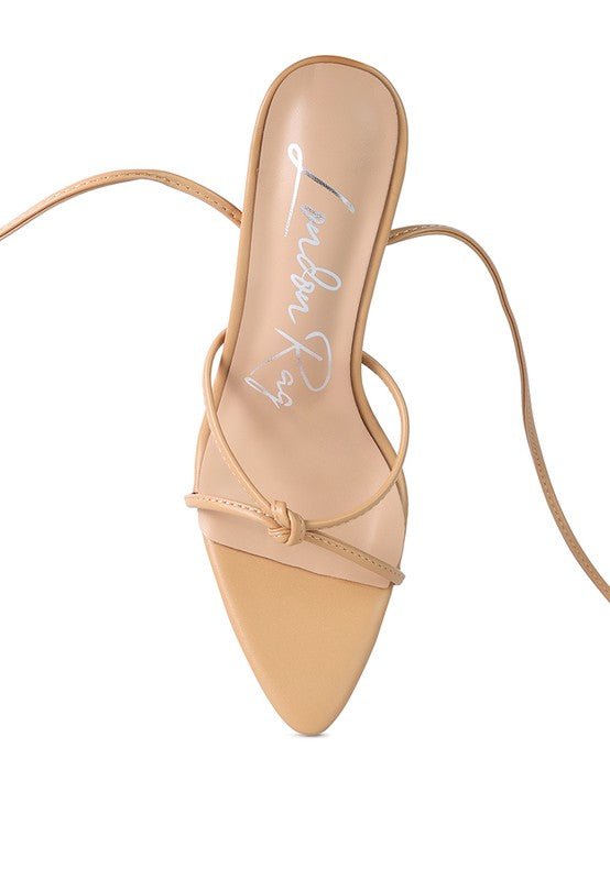 BONDAGE HIGH HEEL LACE UP SANDALS - NUTRAL ATTIRE