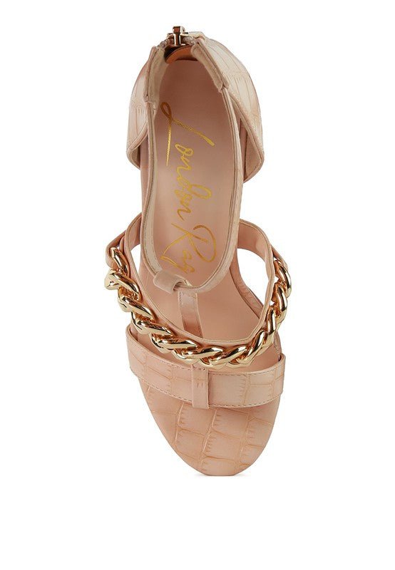 BONITA METAL CHAIN ZIP UP SANDAL - NUTRAL ATTIRE