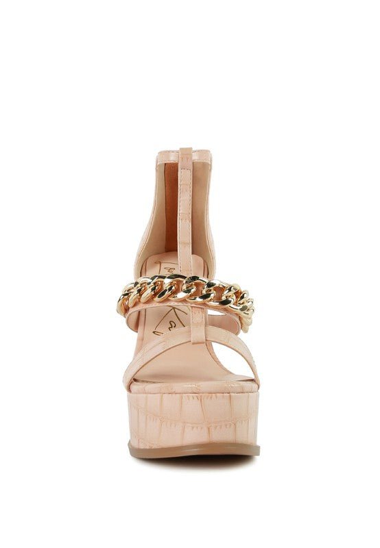 BONITA METAL CHAIN ZIP UP SANDAL - NUTRAL ATTIRE