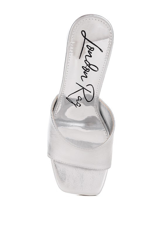 Bumblin Metallic Faux Leather Slip On Sandals Silver - NUTRAL ATTIRE