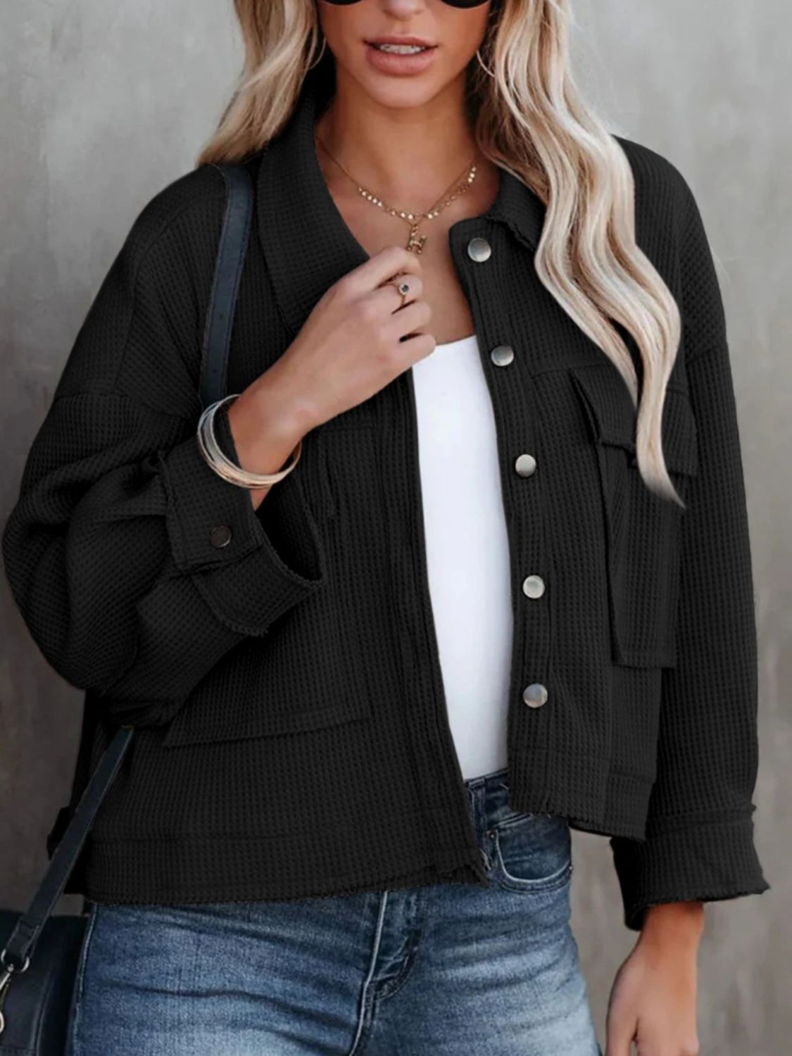 Button Up Long Sleeve Jacket - NUTRAL ATTIRE