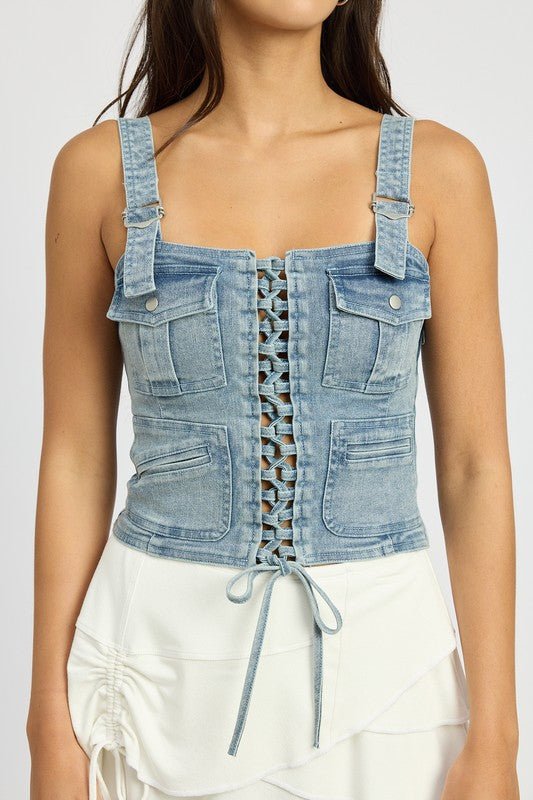 CARGO DENIM CORSET - NUTRAL ATTIRE