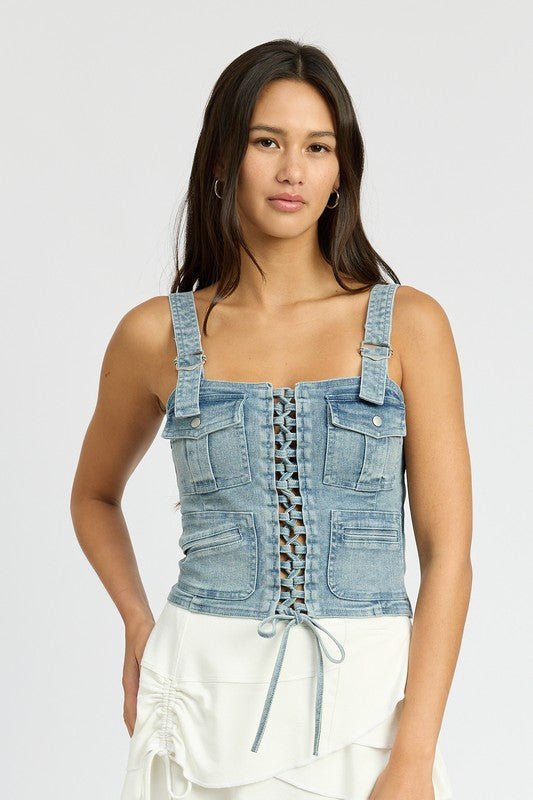 CARGO DENIM CORSET - NUTRAL ATTIRE