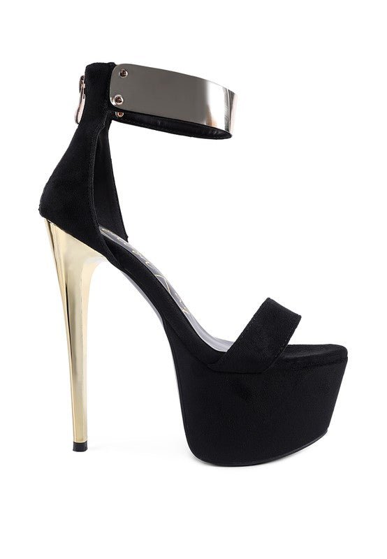 COSMO GIRL METAL BAND HIGH HEELED SANDALS - NUTRAL ATTIRE