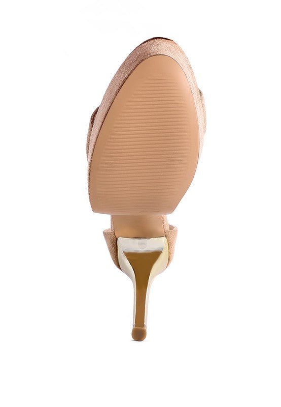 COSMO GIRL METAL BAND HIGH HEELED SANDALS - NUTRAL ATTIRE