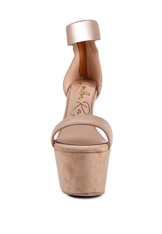 COSMO GIRL METAL BAND HIGH HEELED SANDALS - NUTRAL ATTIRE