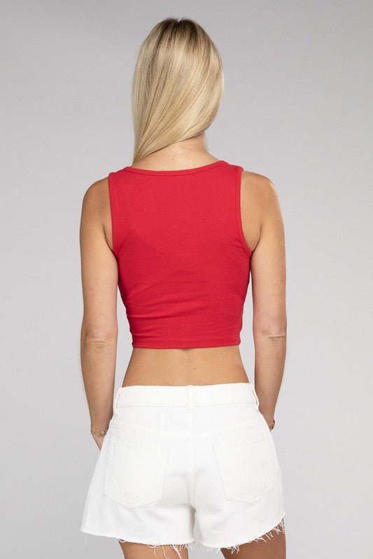 Cotton Square Neck Cropped Cami Top - NUTRAL ATTIRE