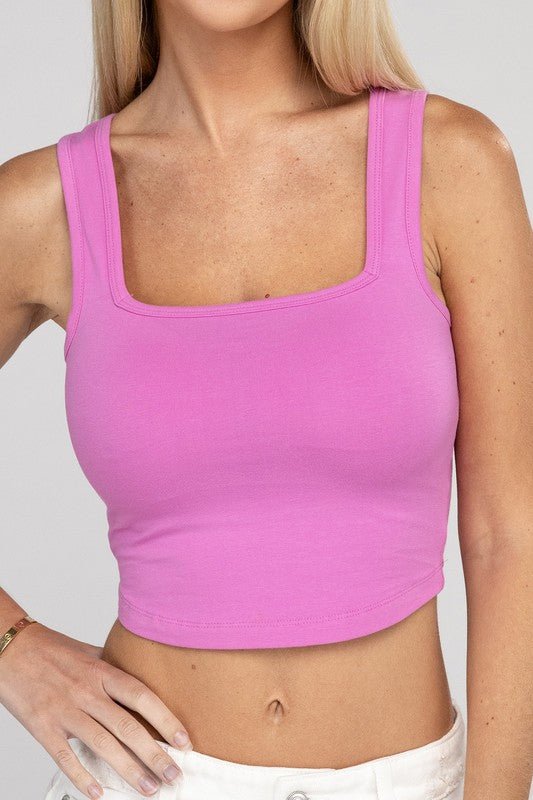 Cotton Square Neck Cropped Cami Top - NUTRAL ATTIRE