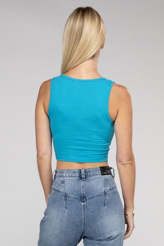 Cotton Square Neck Cropped Cami Top - NUTRAL ATTIRE