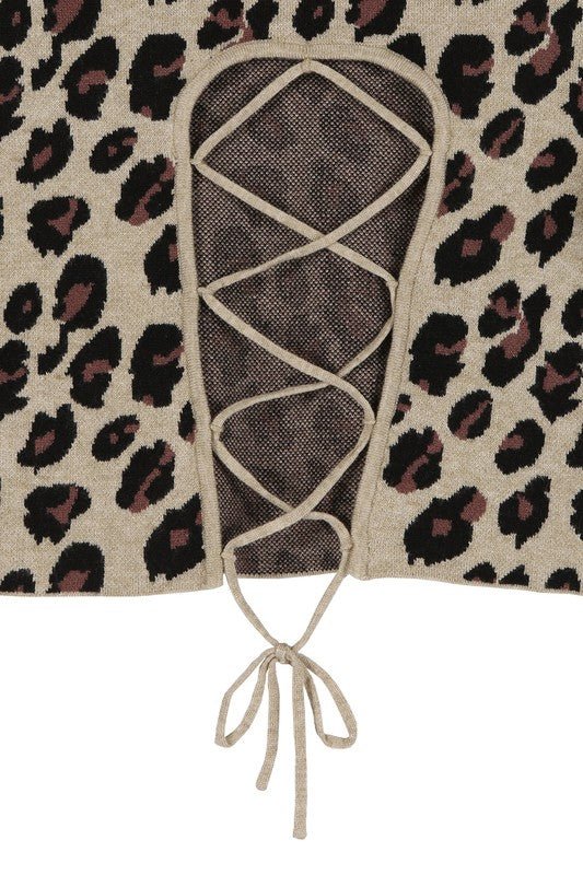 Cross back Mock neck lace - up open back top black - NUTRAL ATTIRE