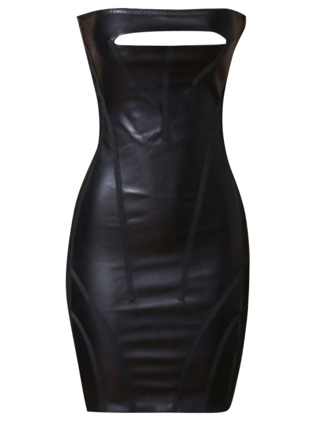 Cut It Out Faux Leather Bandage Dress - NUTRAL ATTIRE